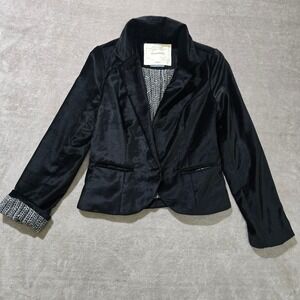 Cartonnier Anthropologie Velvet Blazer Medium Cropped Quiet Luxury Holiday